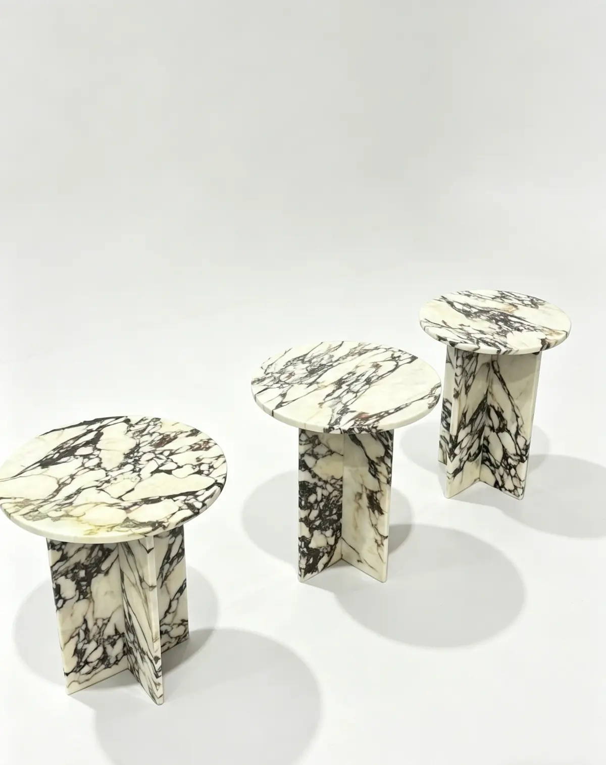 Minimalist Calacatta White Marble Side Table